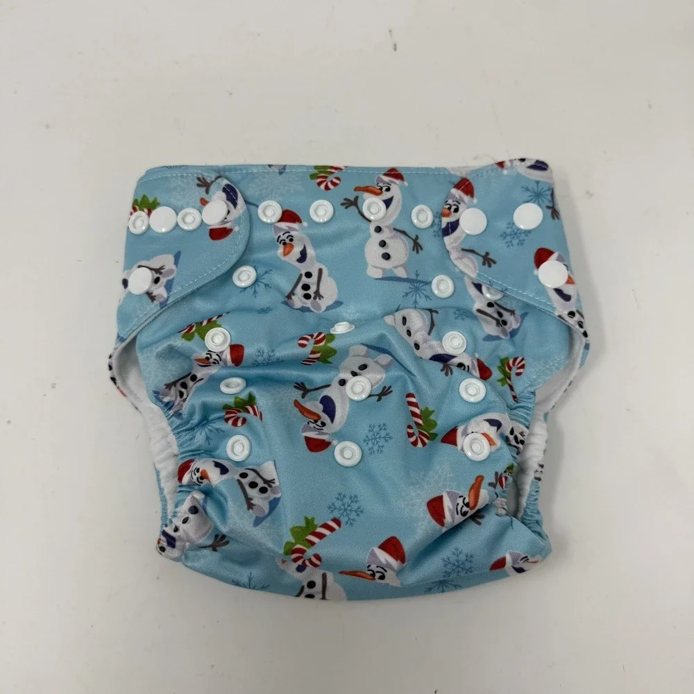 Olaf w Santa Hat Frozen Pocket Diaper Cloth Diapers One Size Adjustable Washable